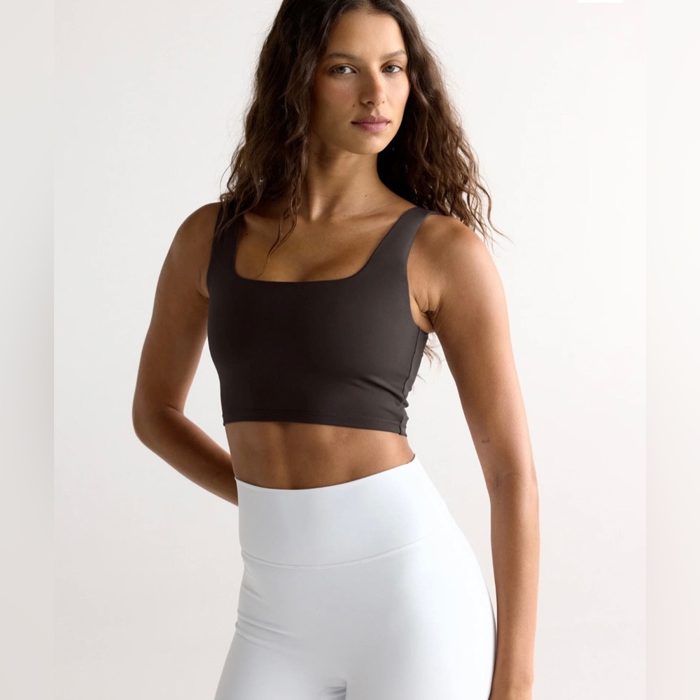 Adanola Coffee Bean Ultimate Square-Neck Cropped Sports Bra